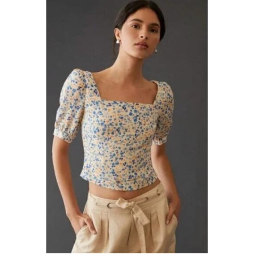Favorite Daughter M The One That Got Away Top Poppy Floral White Print